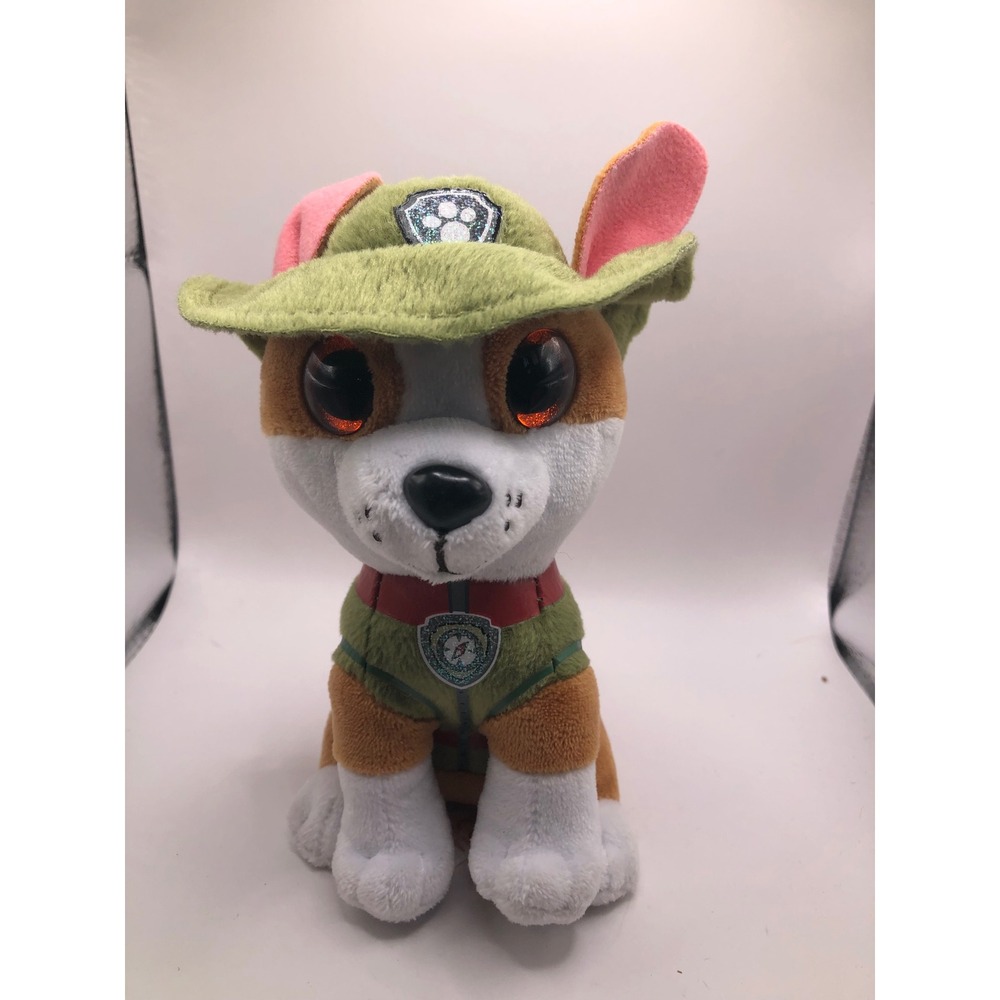 Ty Beanie Boos Paw Patrol Tracker Plush Dog Green Safari Hat 6 Inch Sparkle Eyes